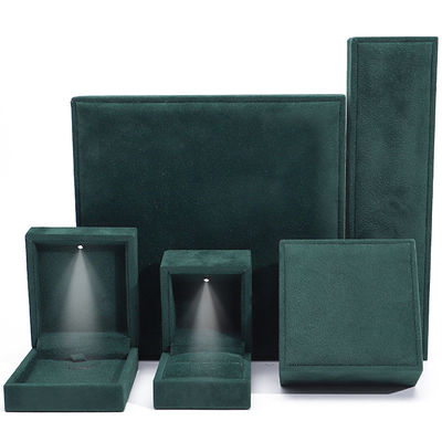 Donkergroen Soft Touch Fluweel Luxe Juwelen Verpakkingsdoos met lichtend LED-licht