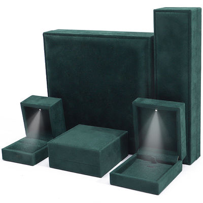 Donkergroen Soft Touch Fluweel Luxe Juwelen Verpakkingsdoos met lichtend LED-licht