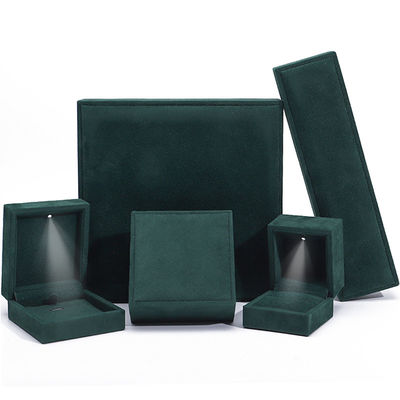 Donkergroen Soft Touch Fluweel Luxe Juwelen Verpakkingsdoos met lichtend LED-licht