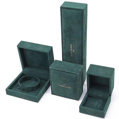 Groothandel Vervaardiging Luxe fluweel Juwelen Doos Gepersonaliseerd Custom logo Donkergroen Halsketting Armband Oordelen Ring Verpakking Fluweel Juwelen Doos