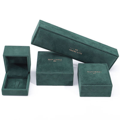 Groothandel Vervaardiging Luxe fluweel Juwelen Doos Gepersonaliseerd Custom logo Donkergroen Halsketting Armband Oordelen Ring Verpakking Fluweel Juwelen Doos