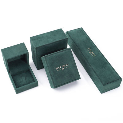 Groothandel Vervaardiging Luxe fluweel Juwelen Doos Gepersonaliseerd Custom logo Donkergroen Halsketting Armband Oordelen Ring Verpakking Fluweel Juwelen Doos