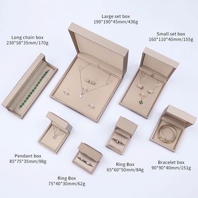 OEM Graan Textured Noble Luxury PU Leather Jewelry Box Case Voor opslagverpakking