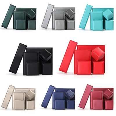 OEM Graan Textured Noble Luxury PU Leather Jewelry Box Case Voor opslagverpakking