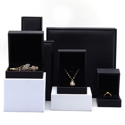 OEM Graan Textured Noble Luxury PU Leather Jewelry Box Case Voor opslagverpakking