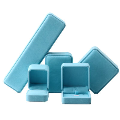 premium fluweel vierkant hemelblauw fluweel juwelen doos voor armband halsketting ring verpakking