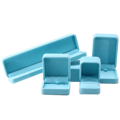 premium fluweel vierkant hemelblauw fluweel juwelen doos voor armband halsketting ring verpakking