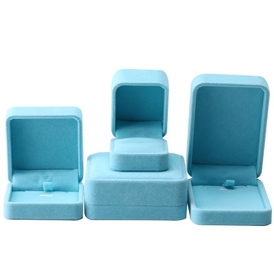 premium fluweel vierkant hemelblauw fluweel juwelen doos voor armband halsketting ring verpakking