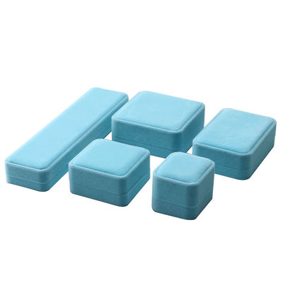 premium fluweel vierkant hemelblauw fluweel juwelen doos voor armband halsketting ring verpakking