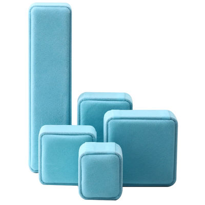 premium fluweel vierkant hemelblauw fluweel juwelen doos voor armband halsketting ring verpakking