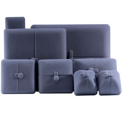 kopen Vlak open grijs zacht fluweel sieraden opslagdoos Pakket met knop sluiting online manufacture