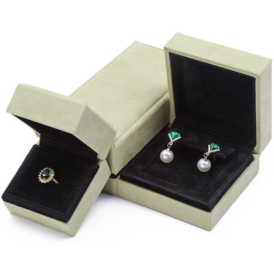 OEM Grijs Geel Zachte Fluweel Juwelen Doos Set Voor Oordop Ring Hanger Verpakking