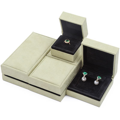 OEM Grijs Geel Zachte Fluweel Juwelen Doos Set Voor Oordop Ring Hanger Verpakking