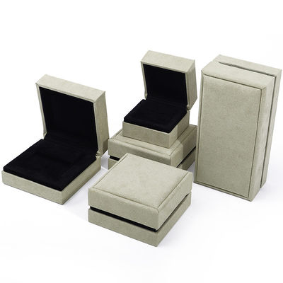 OEM Grijs Geel Zachte Fluweel Juwelen Doos Set Voor Oordop Ring Hanger Verpakking