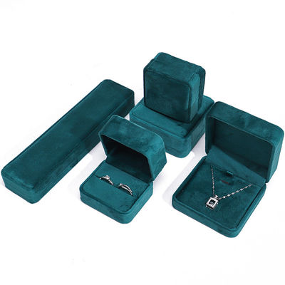 Groothandel Vervaardiging Luxe Juwelen Doos verpakking Gepersonaliseerd Custom logo High end Donkergroen Halsketting Armband Oornissen Ring Verpakking Fluwelen Juwelen Doos