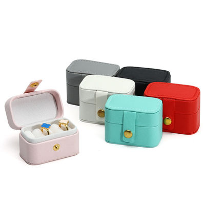 Leer sieraden koffer draagbare mini reisorganisator voor ring oorbel halsketting opslag