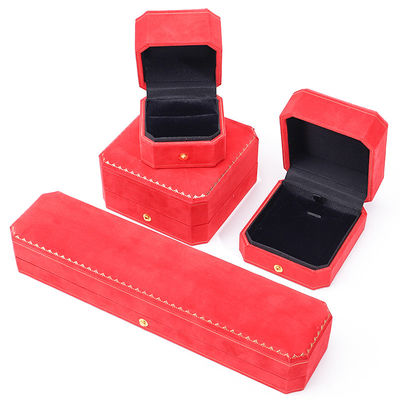 Custom logo juwelen pakket in rood fluweel voor hanger oorbellen armband halsketting ring