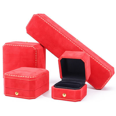 Custom logo juwelen pakket in rood fluweel voor hanger oorbellen armband halsketting ring