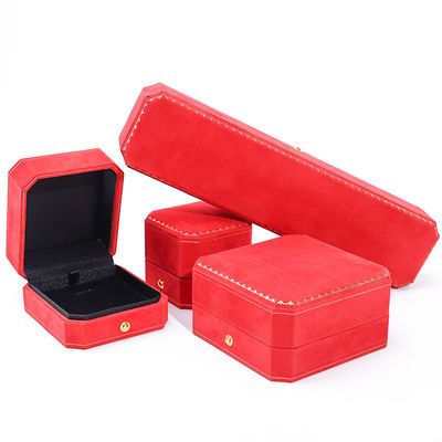 Custom logo juwelen pakket in rood fluweel voor hanger oorbellen armband halsketting ring