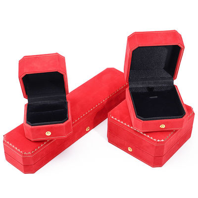 Custom logo juwelen pakket in rood fluweel voor hanger oorbellen armband halsketting ring
