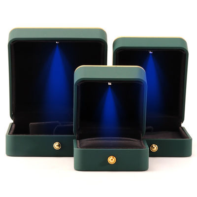 Vierkante groene LED sieraden doos voor luxe verpakking van halskettingen en ringen aanpasbaar