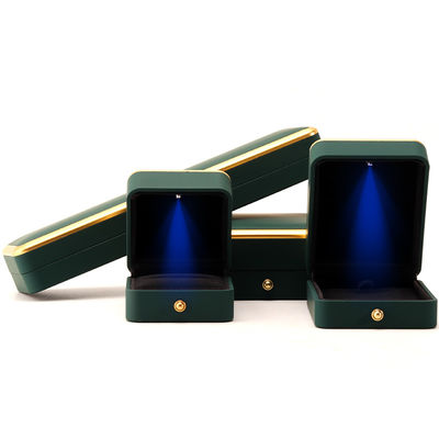 Vierkante groene LED sieraden doos voor luxe verpakking van halskettingen en ringen aanpasbaar