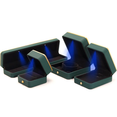 Vierkante groene LED sieraden doos voor luxe verpakking van halskettingen en ringen aanpasbaar