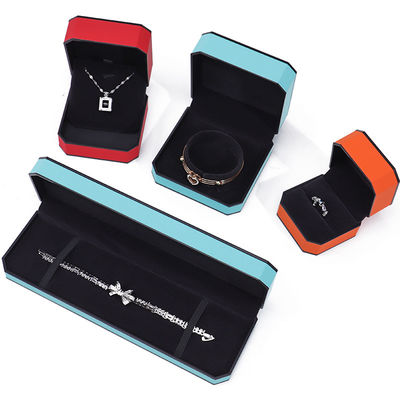 Zwarte rand achthoekige gladde PU leer sieraden verpakkingsdoos voor luxe opslag