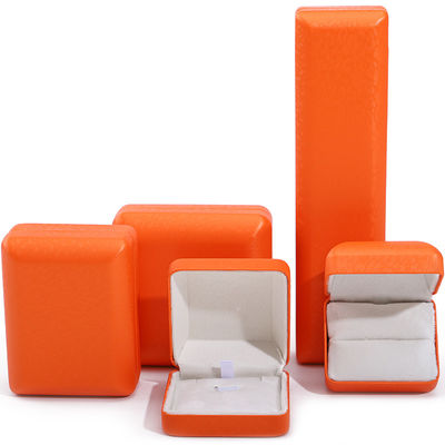 Custom logo rechthoekige oranje leren sieraden doos voor luxe armband halsketting opslag
