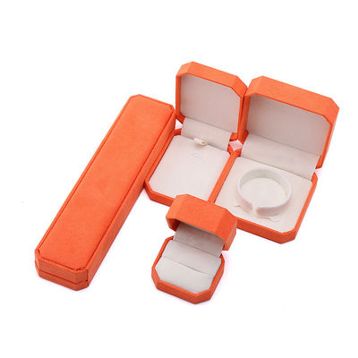 Elegante handgemaakte oranje Achterhoekige fluwelen juwelen doos voor halsketting oorbellen Armband Ring verpakking
