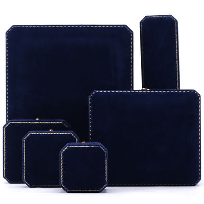 Handgemaakte rechthoekige donkere blauwe fluwelen juwelen doos voor custom luxe armband ring set