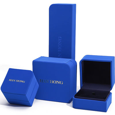 kopen Rechthoekige blauwe leer sieraden doos voor maat oorbellen Armband Halsketting Ring online manufacture
