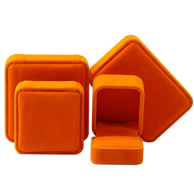 Groothandelsproductie Hign end Juwelen Doos verpakking Gepersonaliseerd Custom logo Luxe halsketting Armband Ohrring Ring Verpakking Fluweel oranje Juwelen Doos