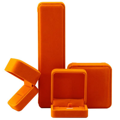 Groothandelsproductie Hign end Juwelen Doos verpakking Gepersonaliseerd Custom logo Luxe halsketting Armband Ohrring Ring Verpakking Fluweel oranje Juwelen Doos