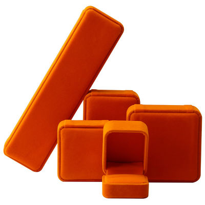Groothandelsproductie Hign end Juwelen Doos verpakking Gepersonaliseerd Custom logo Luxe halsketting Armband Ohrring Ring Verpakking Fluweel oranje Juwelen Doos