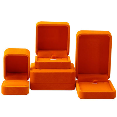 Hoogwaardige sieradendoos ring Ketting armband verpakking Luxe vierkante oranje fluwelen sieradendoos
