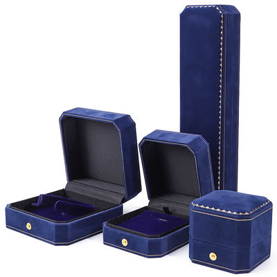 kopen Han Hong Customized Grootte Blauwe fluwelen juwelen doos met logo en juwelen pakket online manufacture