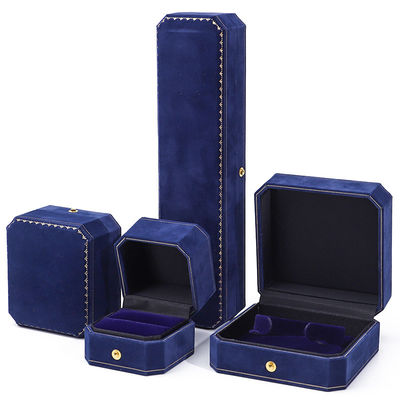 Han Hong Customized Grootte Blauwe fluwelen juwelen doos met logo en juwelen pakket
