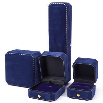 Han Hong Customized Grootte Blauwe fluwelen juwelen doos met logo en juwelen pakket