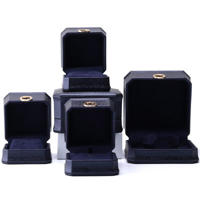 11*11*6cm Huid Juwelen Doos Hanhong Vierkant Halsketting Ring Doos Met Metal Blauw Luxe