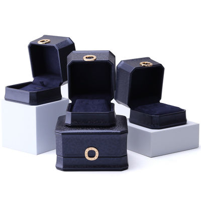11*11*6cm Huid Juwelen Doos Hanhong Vierkant Halsketting Ring Doos Met Metal Blauw Luxe