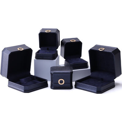 11*11*6cm Huid Juwelen Doos Hanhong Vierkant Halsketting Ring Doos Met Metal Blauw Luxe