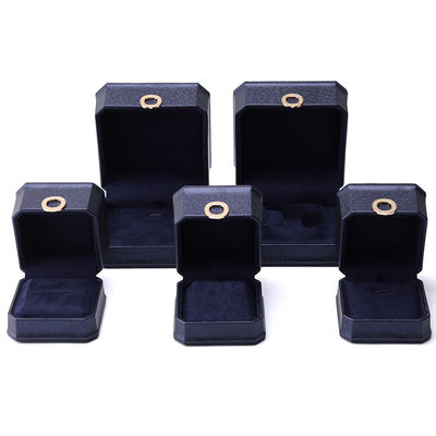 11*11*6cm Huid Juwelen Doos Hanhong Vierkant Halsketting Ring Doos Met Metal Blauw Luxe
