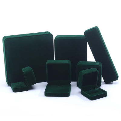 Hign kwaliteit fluweel Juwelen Doos handgemaakte vierkant Donkergroen Fluweel Juwelen Doos voor halsketting Armband Ring