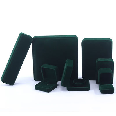 Hign kwaliteit fluweel Juwelen Doos handgemaakte vierkant Donkergroen Fluweel Juwelen Doos voor halsketting Armband Ring