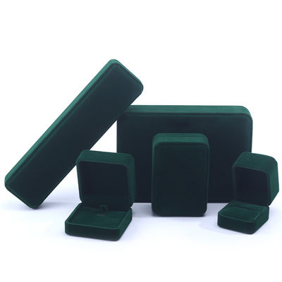Hign kwaliteit fluweel Juwelen Doos handgemaakte vierkant Donkergroen Fluweel Juwelen Doos voor halsketting Armband Ring