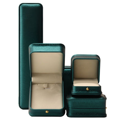 Custom logo halsketting ornamenten groene leder sieraden doos voor Hanhong 2023 luxe ring
