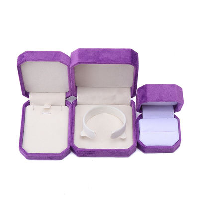 Juwelen Pakket Custom Octogonale Vorm Paarse Flannelette Doos voor halsketting Armband Ring