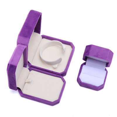 Juwelen Pakket Custom Octogonale Vorm Paarse Flannelette Doos voor halsketting Armband Ring
