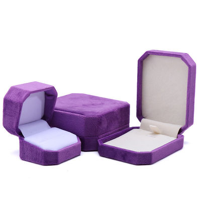 Juwelen Pakket Custom Octogonale Vorm Paarse Flannelette Doos voor halsketting Armband Ring
